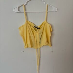 brand new! pretty little thing Lemon Ruched Front Knitted Strappy cropped tank